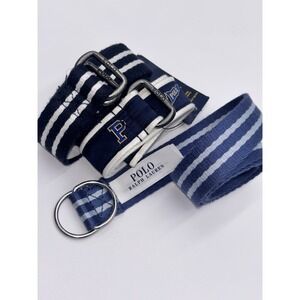 Lot of 3 Polo Ralph Lauren Boys 3T D-Ring Web Belts Striped Adjustable Cotton
